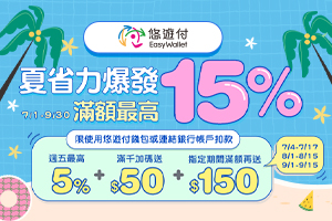 悠遊付滿額最高15%