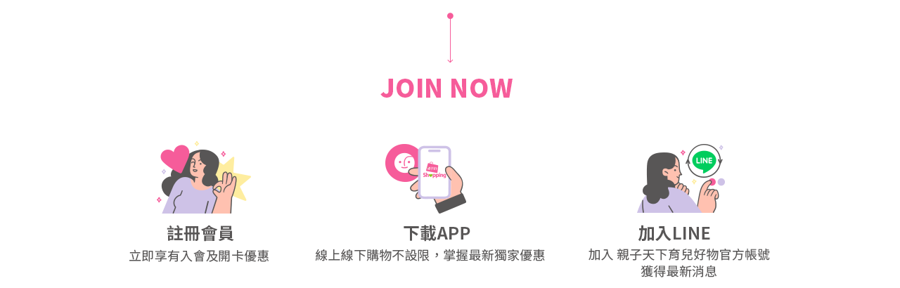 親子天下Shopping註冊會員、下載APP、加入LINE好友享折扣碼&好康