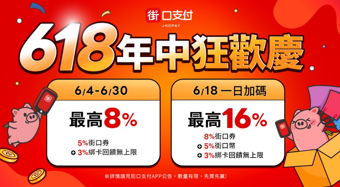街口支付最高回饋16%