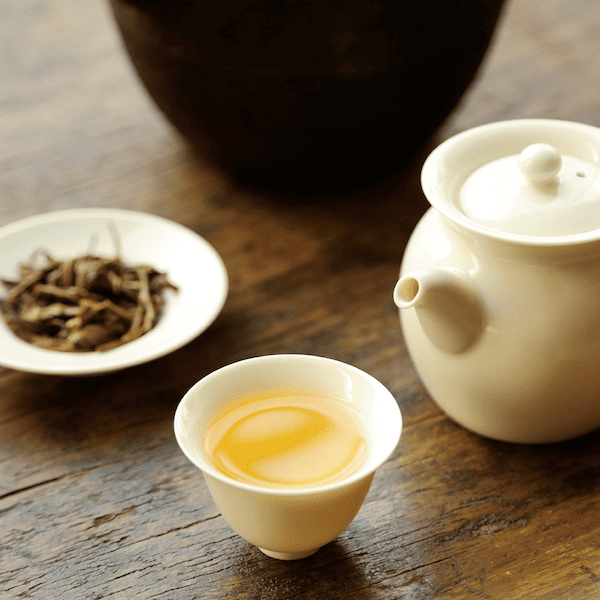 Raw pu’erh has a golden-yellow brew with fresh, floral flavors.